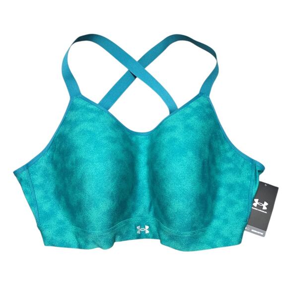 Under Armour Sports Bra 3X Crossback Workout Bra Medium Support Green Activewear - Picture 1 of 9